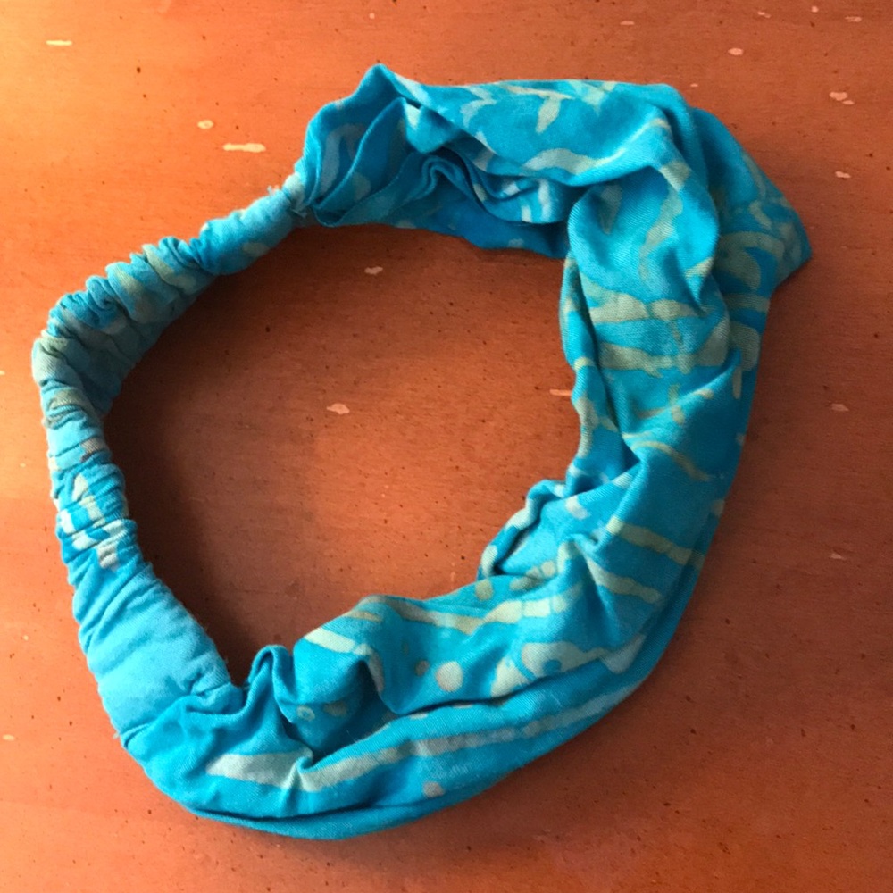 Bright turquoise and grey headband